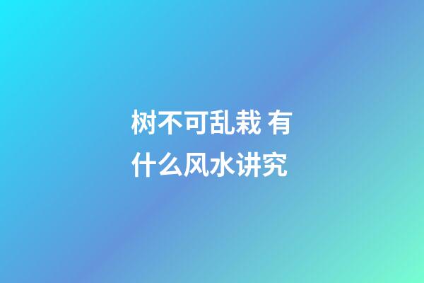 树不可乱栽 有什么风水讲究
